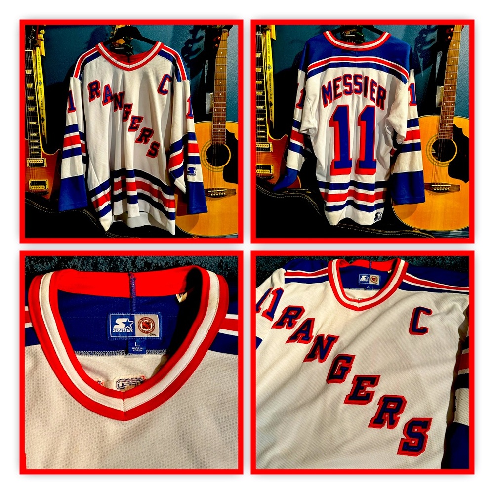 Maillot Mark Messier Rangers Vintage XL - Blanc, Années 90, Occasion, Fabriqué Au Canada